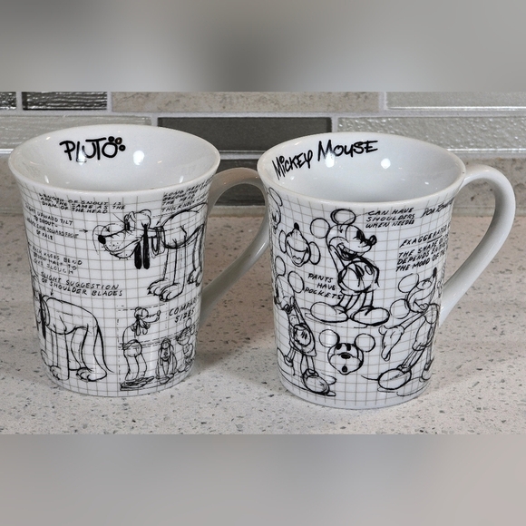 Vintage Disney 90 Years of Magic Mickey & Pluto Sketch Book Mugs - Picture 3 of 3